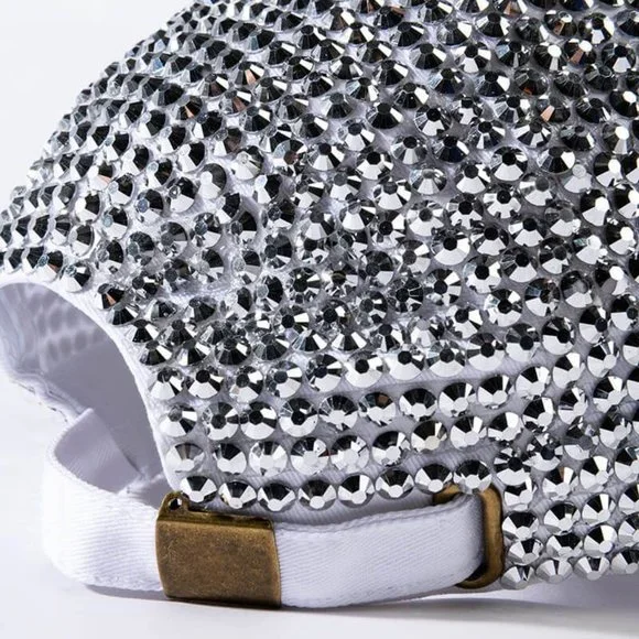 Callie Bride Bling: Pink & Silver Rhinestone Baseball Hat Bridal Wedding Cap - Picture 5 of 5